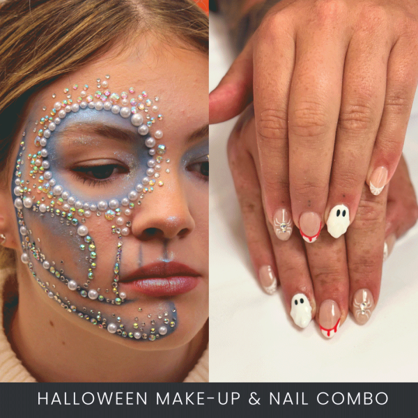 Halloween makeup and nail art combo